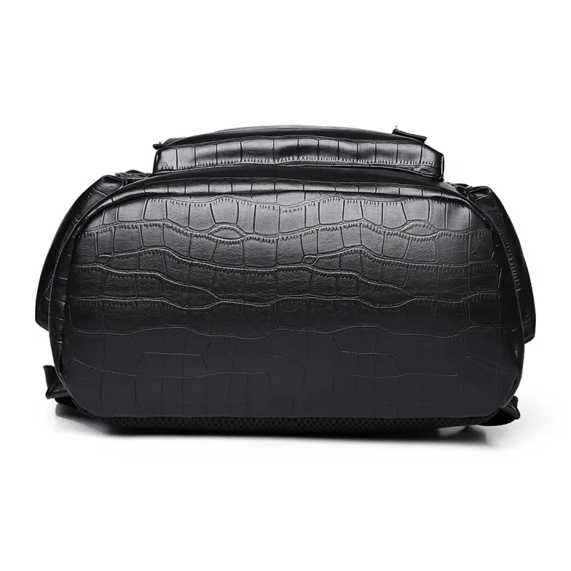 Ceion Keust PU Fabric Backpack Regular Unisex Crocodile Pattern/Diamond Pattern-4