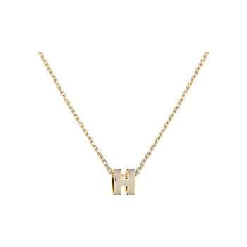 HERMES POP H Collection Metal Necklaces Women's Gold