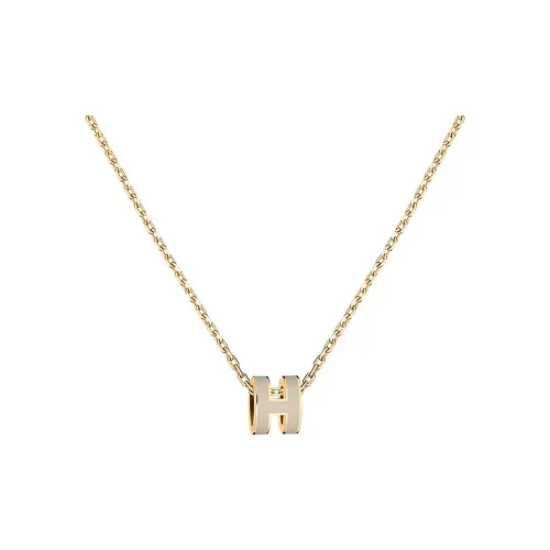 HERMES POP H Collection Metal Necklaces Women's Gold