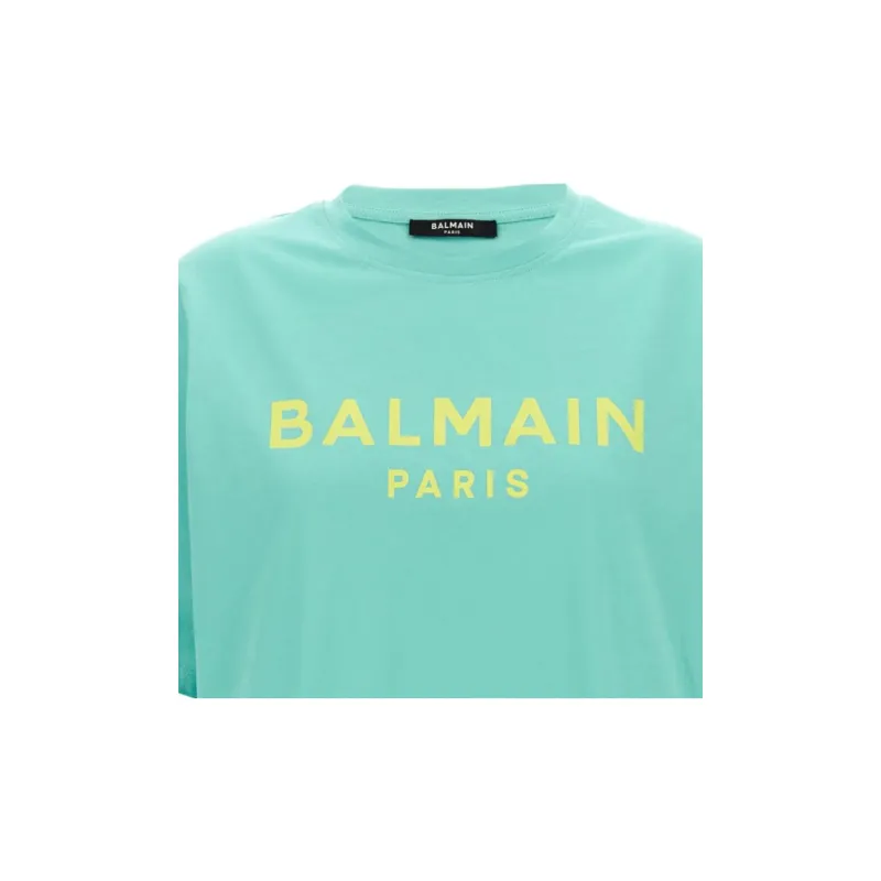 BALMAIN Logo print Cropped T shirt-5