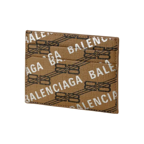 Balenciaga BB MONOGRAM SIGNATURE Coated Canvas Card Clip Card Holder Regular Men's Brown