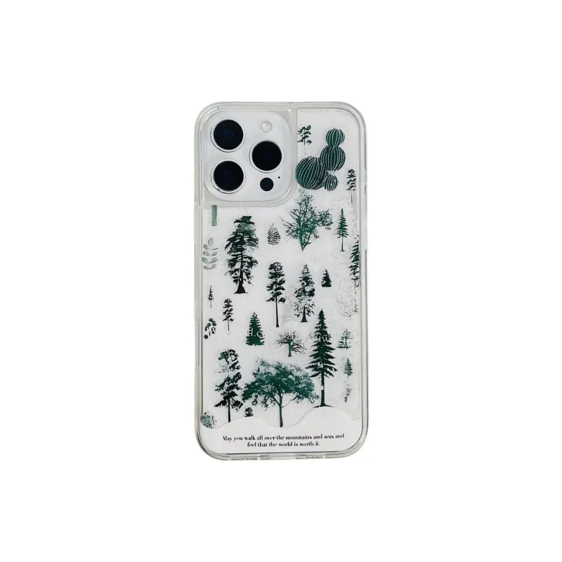 Wei Xin Acrylic Material Pine Tree Snowflake Lava Phone Cases Compatible With IPhone 16/15 Pro Max/Apple 13/14 Pro/Max-0