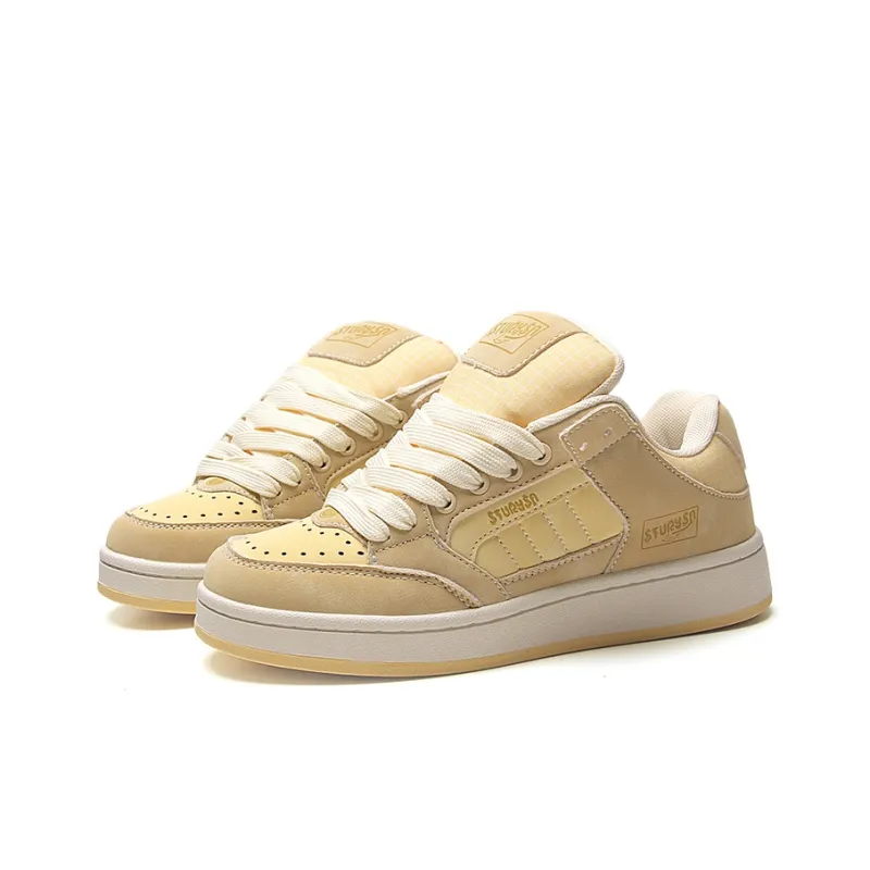 STUR YSN Wear resistant And Lightweight Low Top Skateboard Shoes Women's Almond Yellow-2