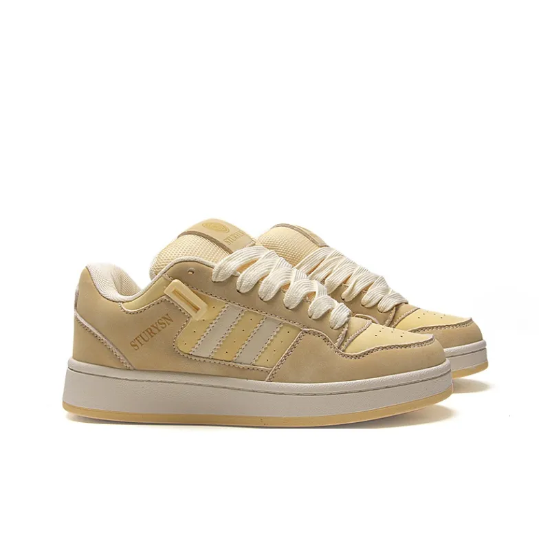 STUR YSN Wear resistant And Lightweight Low Top Skateboard Shoes Women's Almond Yellow-3