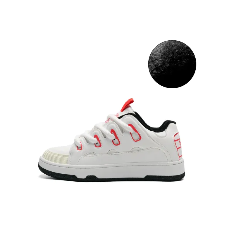 UNIITY Skateboard Shoes Unisex Low Top White Black/White Red-6