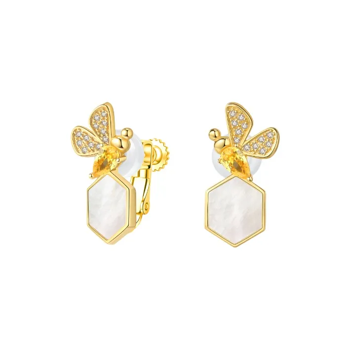 BABYBEI 925 Sterling Silver Mother Of Pearl Clip On Earrings Women's-3