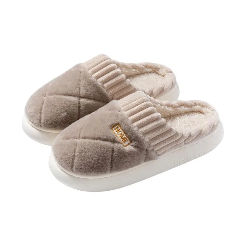Yu Pu Cotton Slippers Winter Indoor Home Slip Resistant Platform Thickened And Fleece Lined Warm Couple Padded Shoes-2