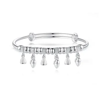 Children's Drawings S999 Fine Silver Bangles Women's