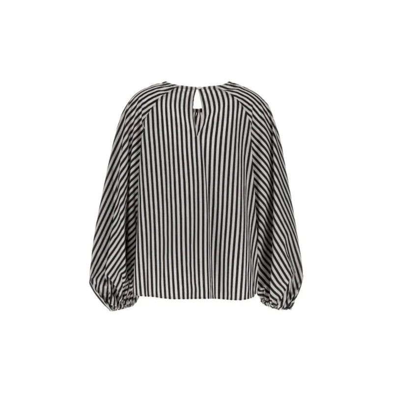 CarolinaHerrera Puff sleeve Striped Cotton Blouse-1