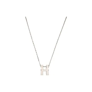 HERMES POP H Collection Metal Necklaces Women's Silver/White