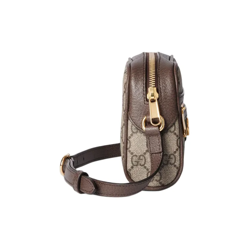 GUCCI Ophidia GG Supreme Canvas Shoulder Bag Mini Women's Beige & Dark Brown-2