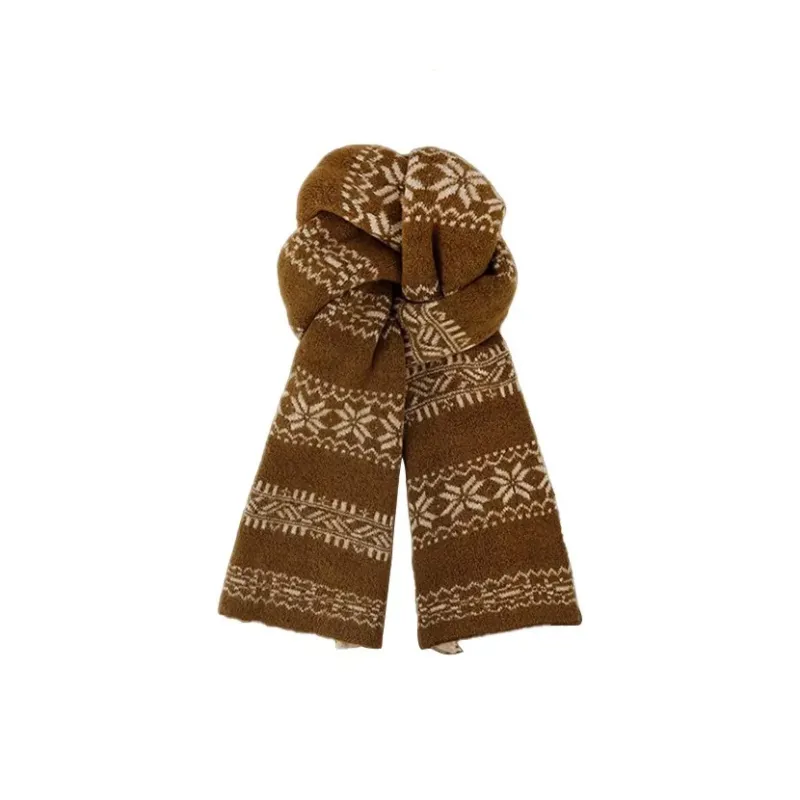PISHUSHU Acrylic Knit Scarves Unisex Christmas Red-2