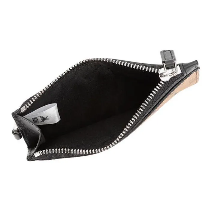 MCM Visetos Leather Coin Purses Card Holders Men's Black-4