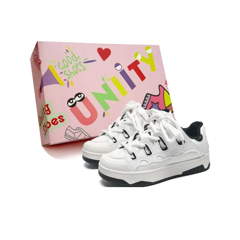 UNIITY Skateboard Shoes Unisex Low Top White Black/White Red-10