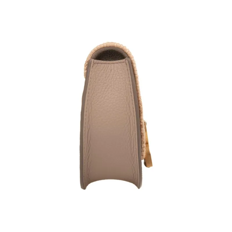 Chloe Marcie Calfskin With Raffia Crossbody Bag, Shoulder Bag Mini Women's Mud-2