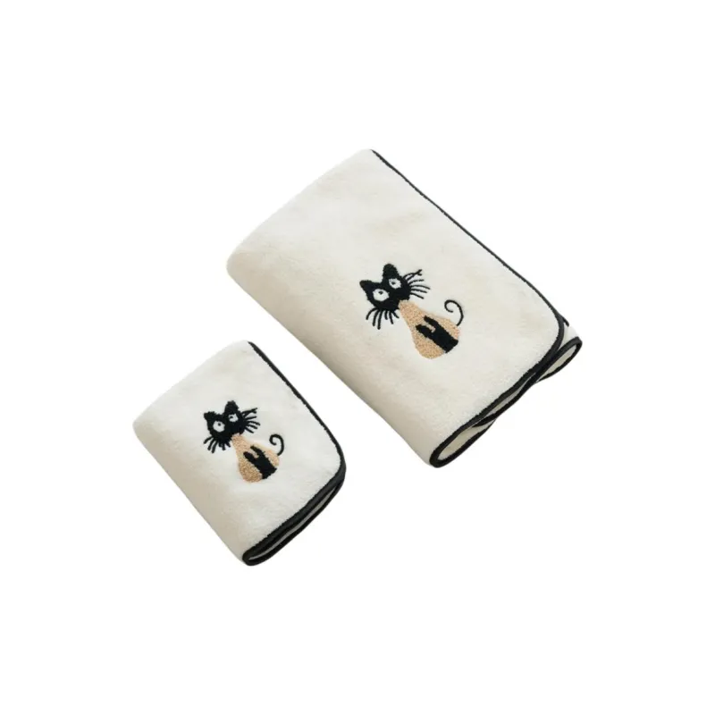 Fantti Towel Bath Towel Two Piece Set Embroidered Absorbent Non Shedding Washable Face Towel Unisex Home Use Bath Towel-6