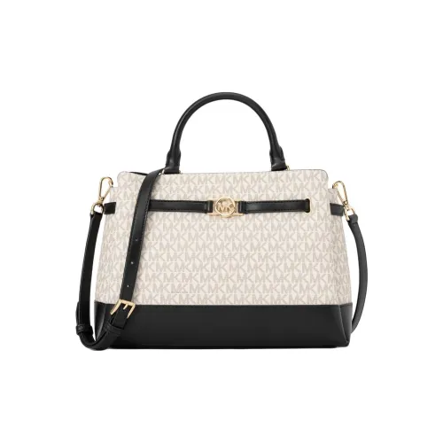 MICHAEL KORS Reed Coated Canvas Shoulder Bag, Crossbody Bag, Handbag Large Size Women's Vanilla & Black