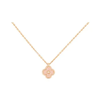 Van Cleef & Arpels Alhambra Four Leaf Lucky Series 18K Rose Gold Necklaces Women's Rose Gold, Single Flower