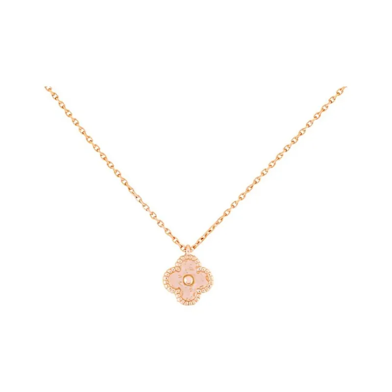 Van Cleef & Arpels Alhambra Four Leaf Lucky Series 18K Rose Gold Necklaces Women's Rose Gold, Single Flower-0
