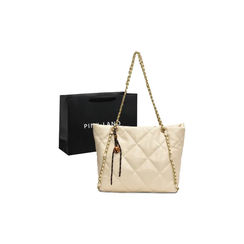 PINK·LAND PU Tote Bag Shopping Bag Crossbody Bag Shoulder Bag Women's Brown/Black/Coffee/Ecru-21