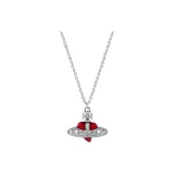Vivienne Westwood Brass Silver-Plated Necklaces Unisex Silver Red