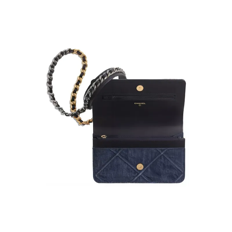 CHANEL 19Bag Denim Shoulder Bag, Crossbody Bag Women's Blue-2