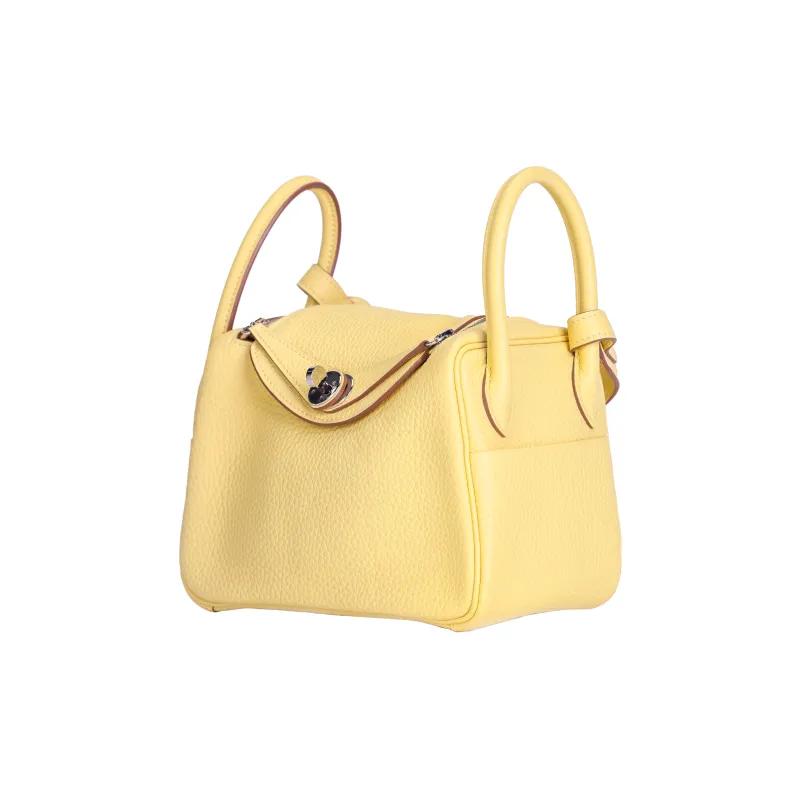 HERMES Lindy Clemence Bullock Leather Handbag, Shoulder Bag, Crossbody Bag Mini Women's 1Z Jaune Poussin Chick Yellow-2