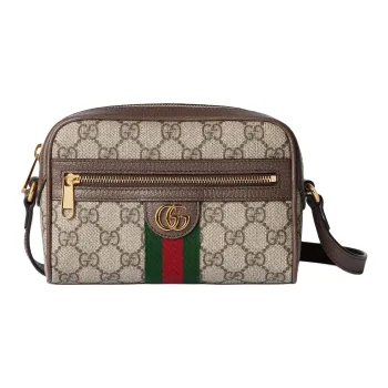 GUCCI Ophidia GG Supreme Canvas Shoulder Bag Mini Women's Beige & Dark Brown