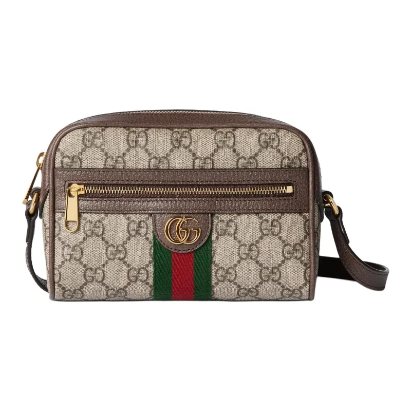 GUCCI Ophidia GG Supreme Canvas Shoulder Bag Mini Women's Beige & Dark Brown-0
