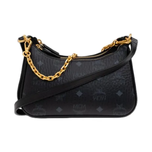MCM Recycled Nylon Shoulder Bag Small Size Women's Black