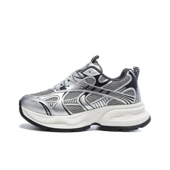 OMS Anti Slip And Wear Resistant Height Increasing Warm Low Top Chunky Sneakers Women's Silver Gray