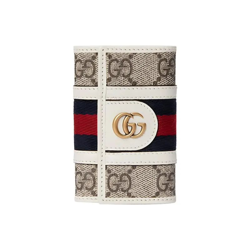 GUCCI Ophidia Canvas With Leather Trim Key Pouch Women's White/Beige-0