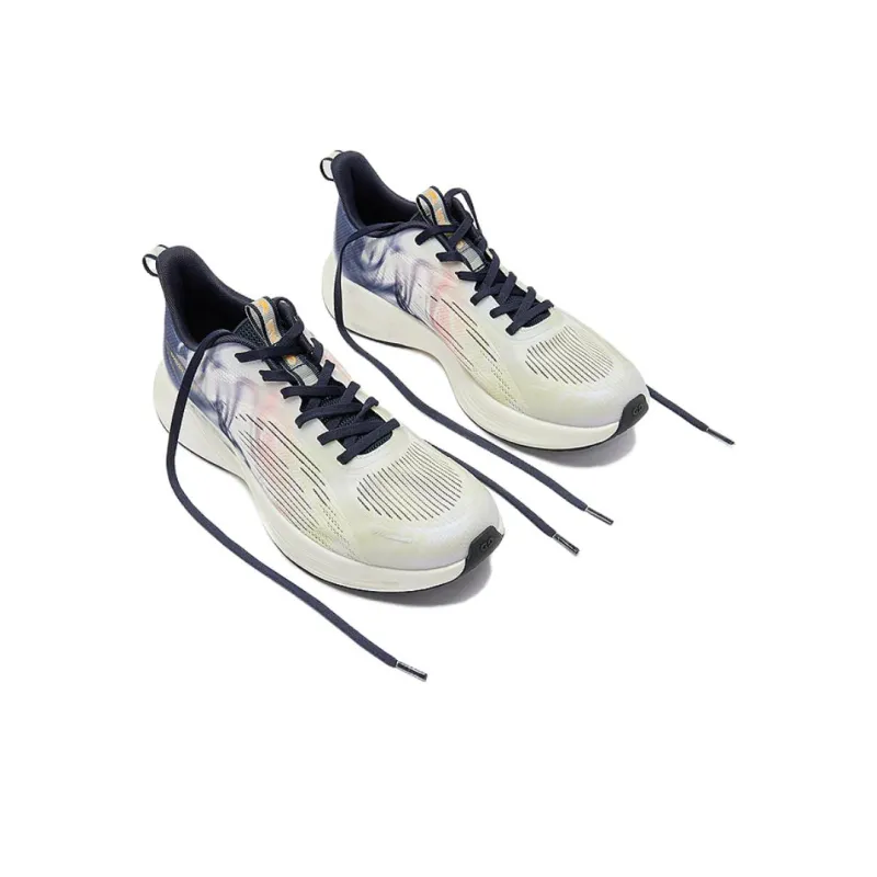 QIAODAN Slip Resistant Low Top Running Shoes Men's White Blue-5