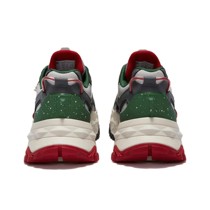 FILA FUSION BIANCO Cushioned Slip-Resistant Height Increasing Wear-Resistant Low-Top Running Shoes Men's Gray Green-3