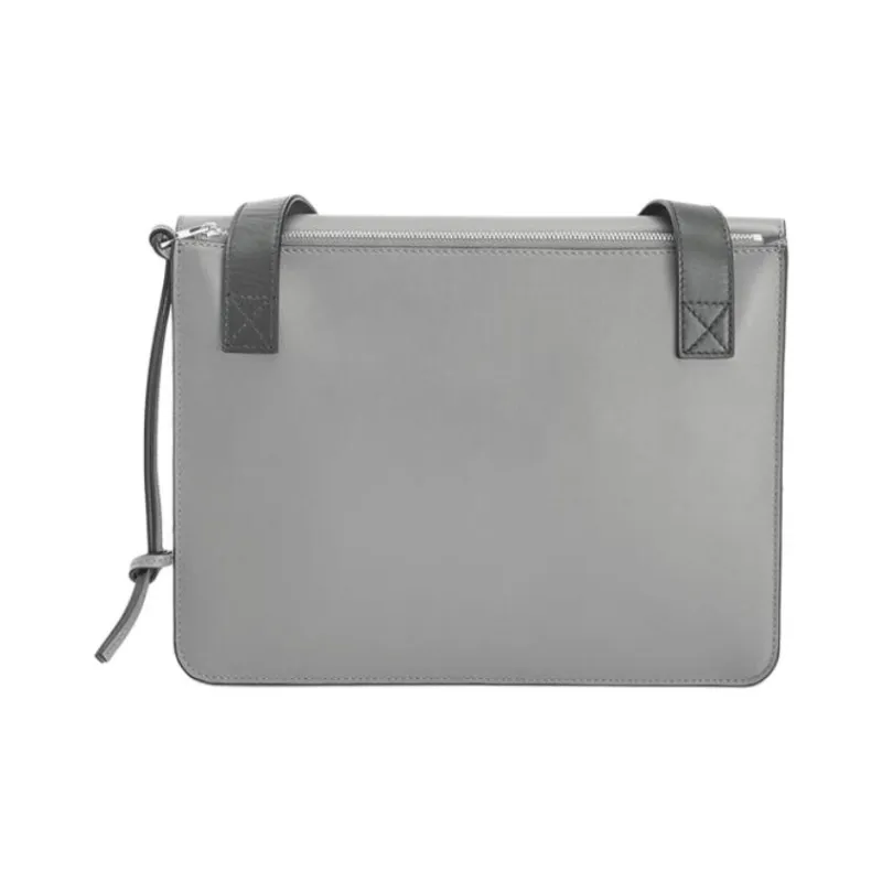 LOEWE Gusset Smooth Calf Leather Shoulder Bag Crossbody Bag Men's Gray-2