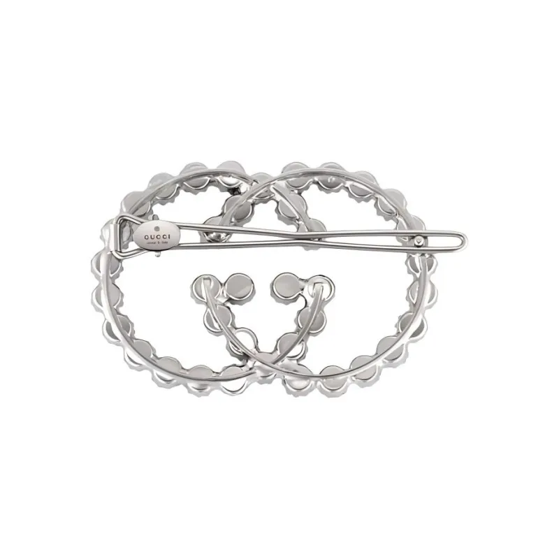 GUCCI Crystal Interlocking G Hair Clip-1