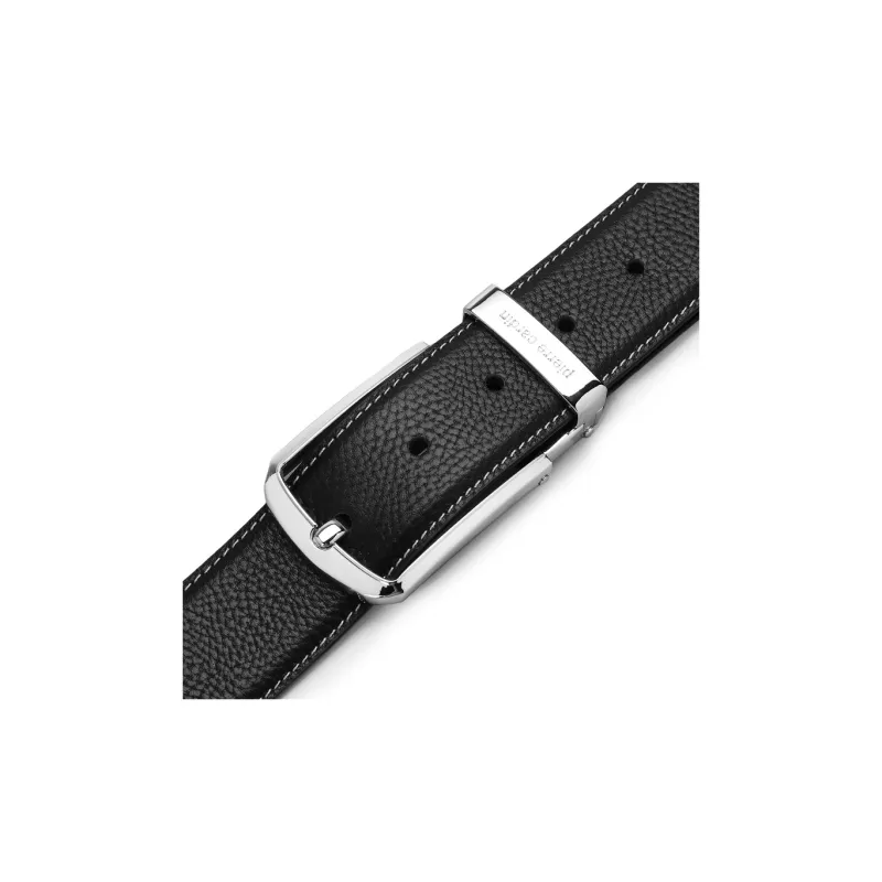 PIERRE CARDIN Leather Business Casual Fashion Pin Buckle Belt Men's Black Width 3.4CM/3.7CM-7