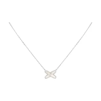 Chaumet 18K White Gold Rhinestone Embellished Necklaces Women's Silver