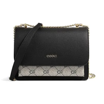 COOGI PVC Crossbody Bag, Shoulder Bag Medium Size Women's Black/Ecru/Brown/Berry Red