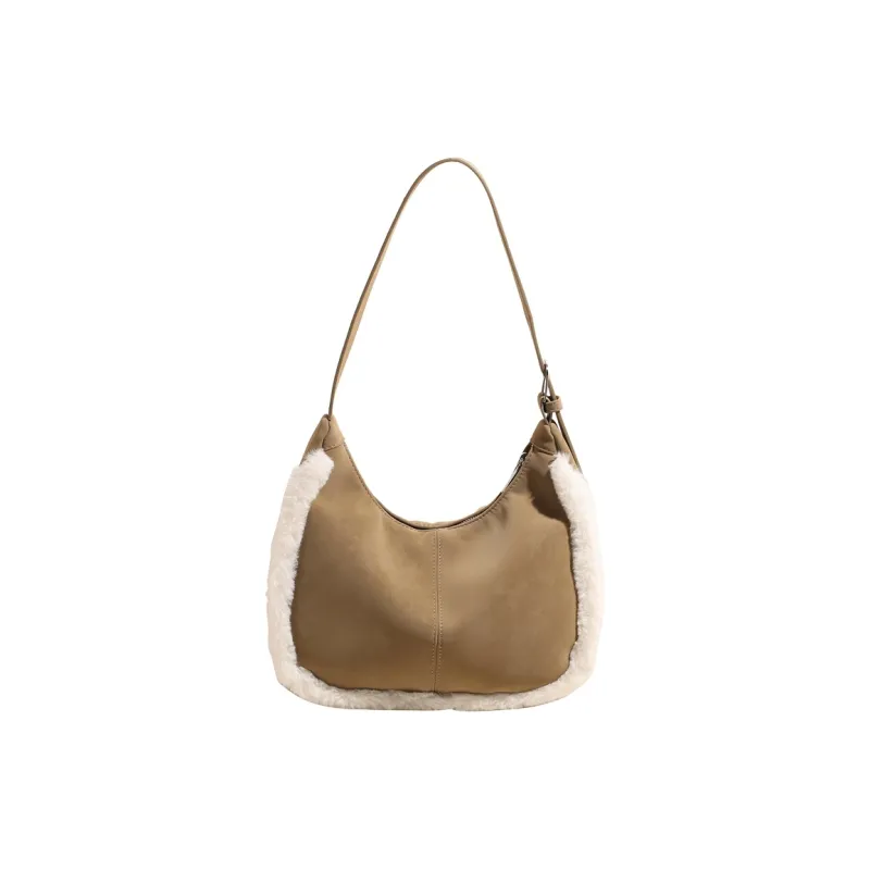 LUVISTRUE Faux Suede Shoulder Bag Handbag Crossbody Bag Medium Size Women's Brown/coffee/green-12