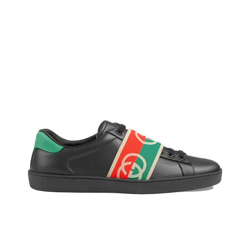 GUCCI ACE Low Top Skateboard Shoes Men's Black-2