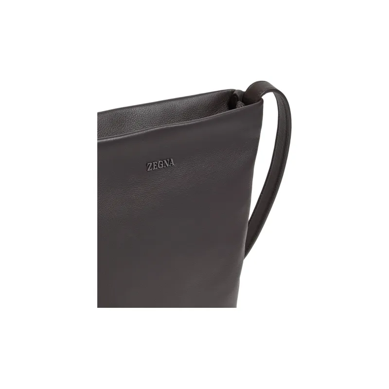Zegna Cow Leather Shoulder Bag Crossbody Bag Men's Dark Brown-2