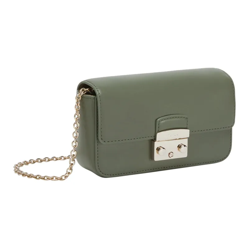 Furla Metropolis Collection Leather Shoulder Bag Crossbody Bag Women's Green-1
