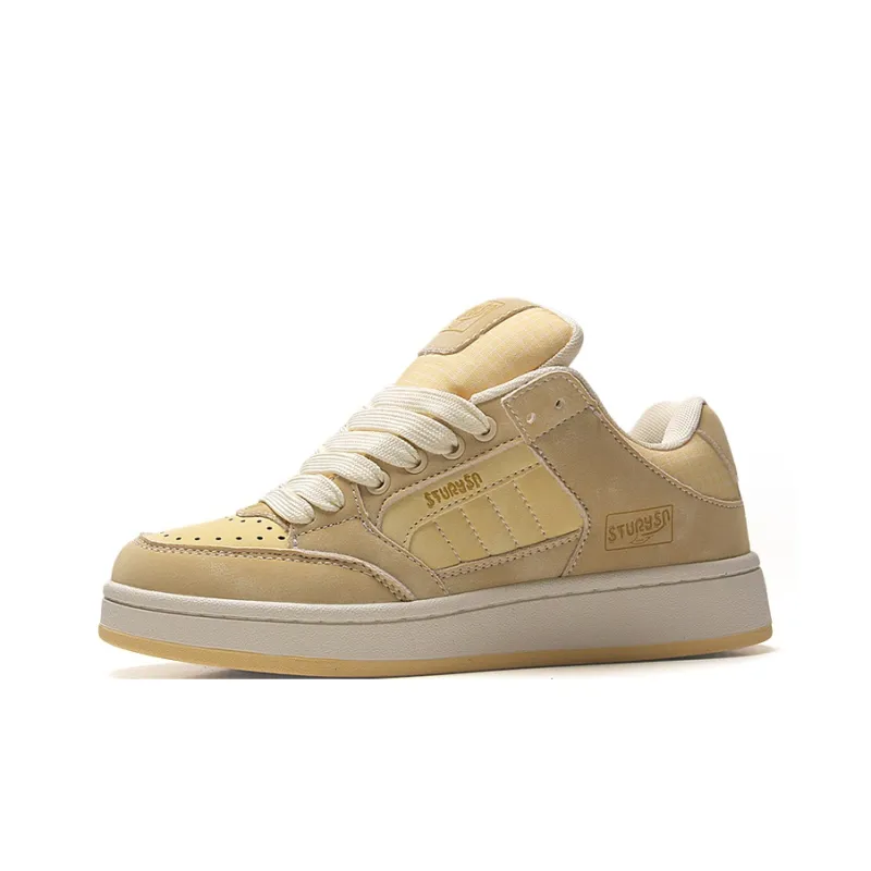 STUR YSN Wear resistant And Lightweight Low Top Skateboard Shoes Women's Almond Yellow-0