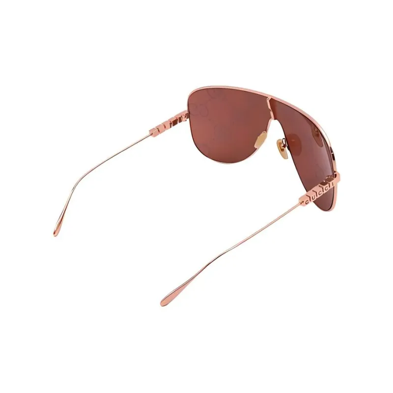 GUCCI Mask Sunglasses Shiny Rose Gold Toned Metal Frame-3