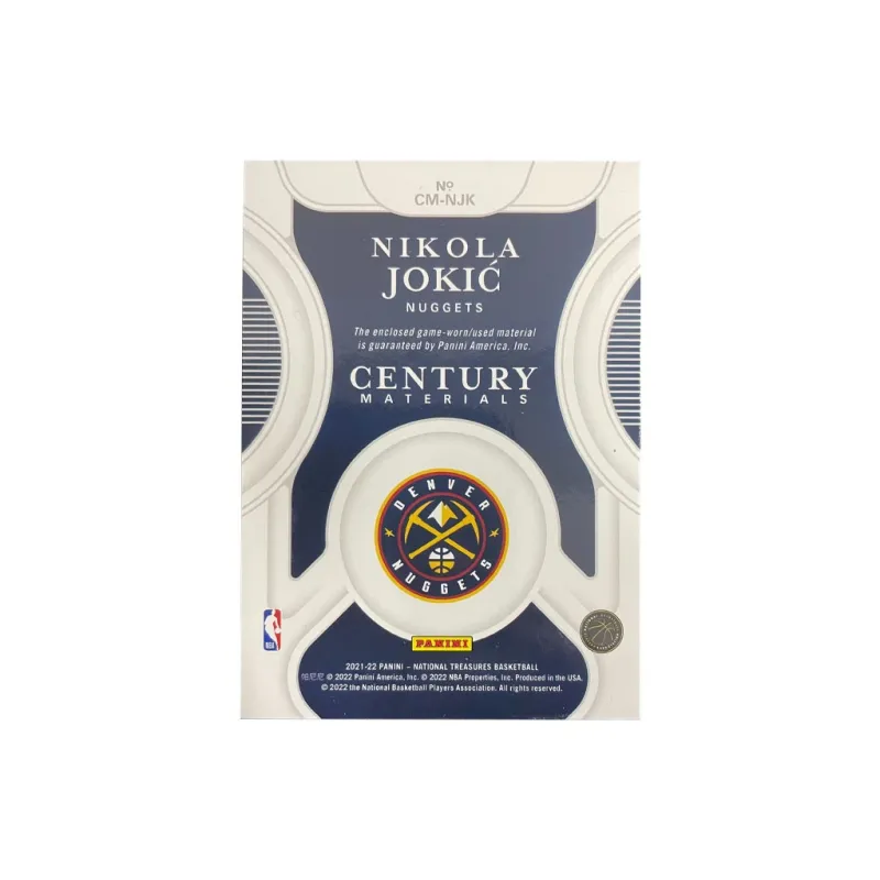 PANINI 2021-22 Panini National Treasure Gold Rush Nikola Nikola Jokic 36/99 Edition Game-Worn Jersey Sports Cards 1 Pc-1