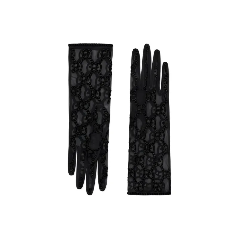 GUCCI Polyamide, Elastane, Polyester Gloves Women's Black-0