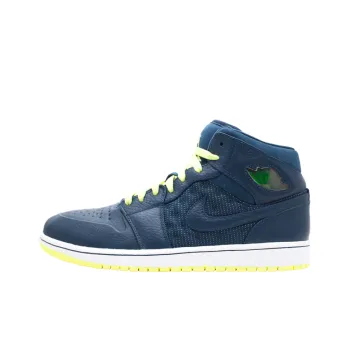 Jordan Air Jordan 1 Anti Slip Wear Resistant High Top Vintage Basketball Shoes Men's Blue Yellow