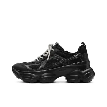 Staccato Abrasion Resistant Low Top Platform Height Increasing Chunky Sneakers Women's Urban Chic Black