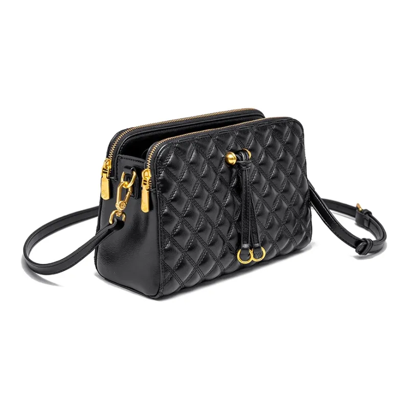 GELANDAI Cow Leather Shoulder Bag Women's Black-1